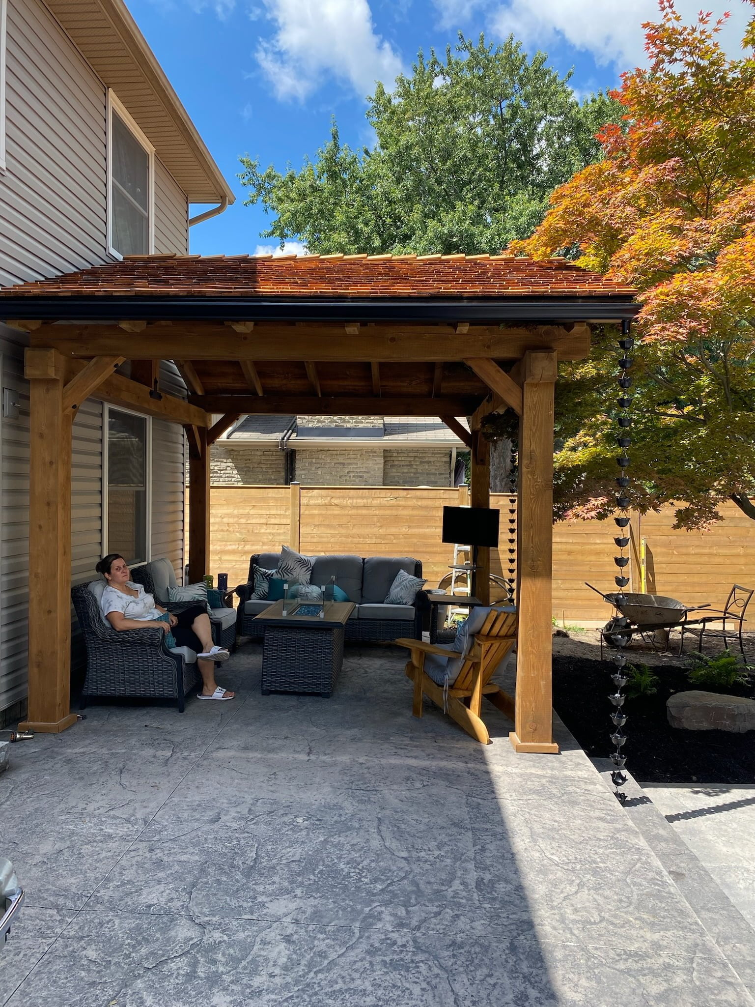 shaded outdoor seating area