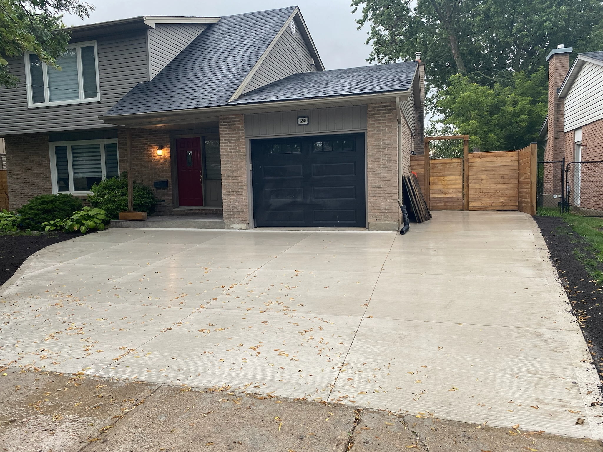 Newly poured concrete driveway dried