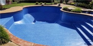 empty swimming pool with new vinyl liner for pool
