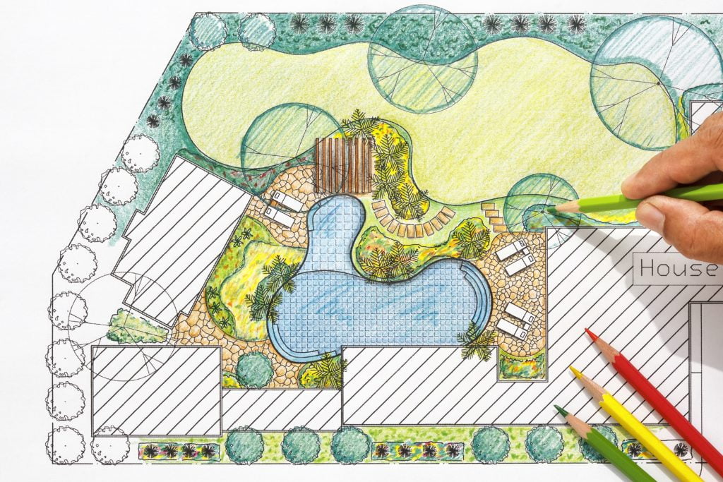 Landscape architect design backyard plan